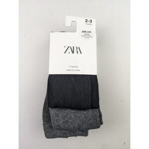 Zara 2 Pack Tights Black & Gray Size 2-3 Year